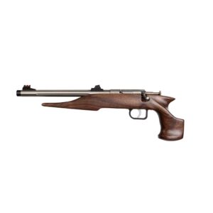 Chipmunk Hunter single-shot .22 pistol with stainless barrel and walnut stock, threaded