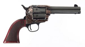 Taylors and Company Smoke Wagon .357 Magnum revolver with 4.75 inch blued barrel and checkered walnut grip