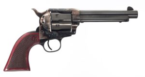 Taylors and Company Smoke Wagon .45 Colt 5.5-inch blued revolver with checkered walnut grip