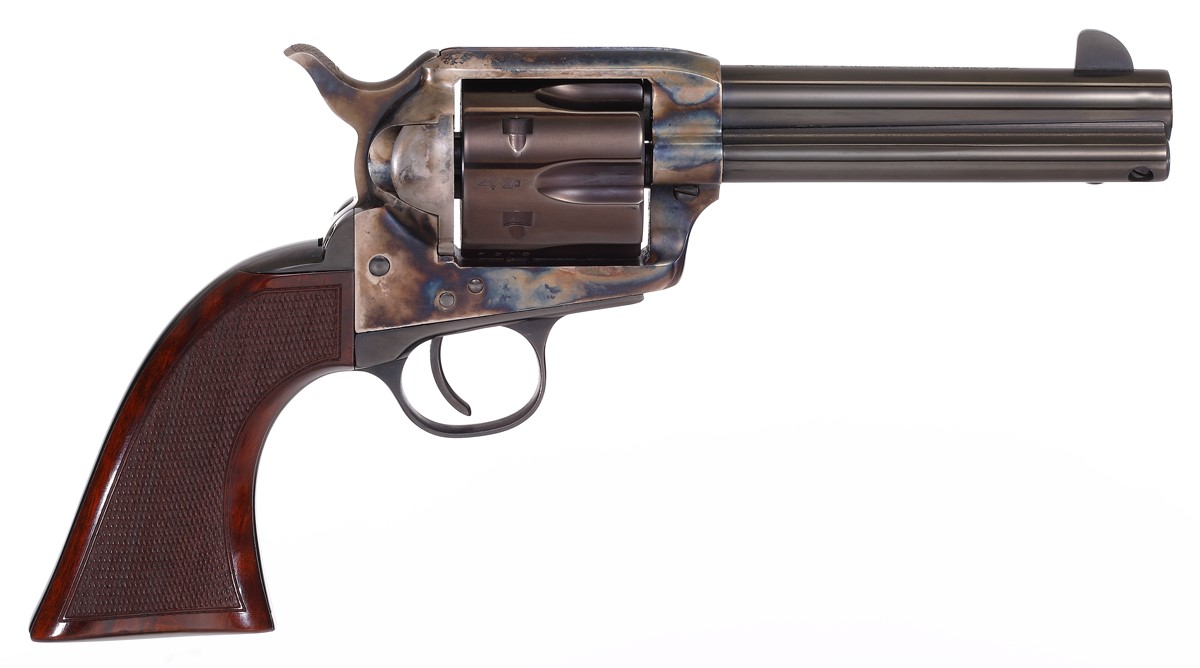 Taylors and Company Gunfighter revolver, blued finish with walnut grips, 4.75 inch barrel