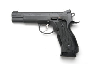 CZ A01-SD optic-ready 9mm pistol, black polycoat frame, black G10 grips, optic-cut slide