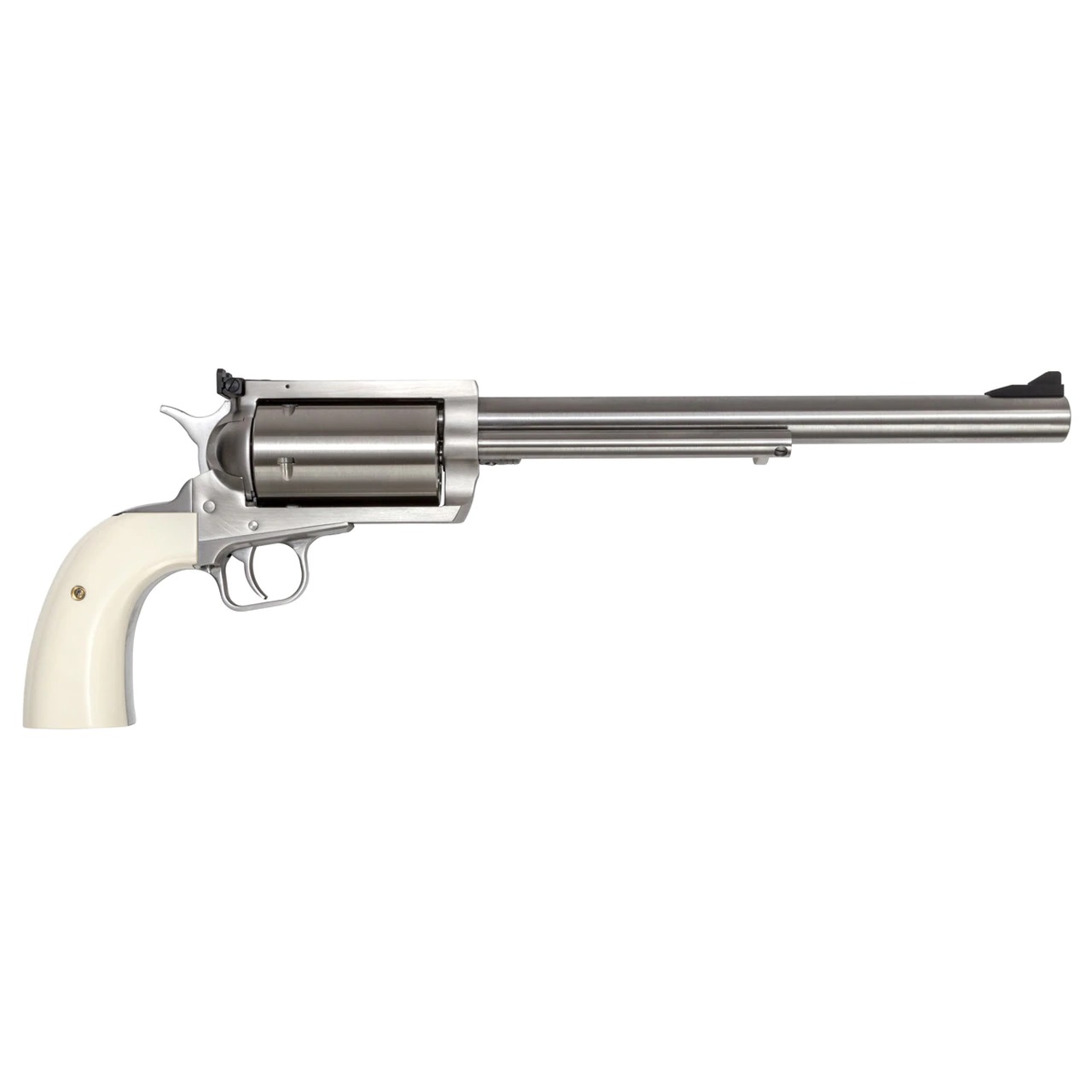 Magnum Research BFR .500 S&W 10-inch brushed stainless revolver with Bisley white laminate grip