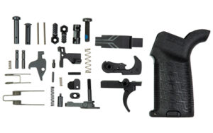 CMMG ZEROED Lower Parts Kit for AR-15 with black grip, ambidextrous safety and magazine catch