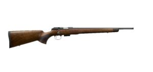 CZ 457 Royal .22 LR 20.5 inch walnut stock bolt-action rifle side view