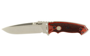 Hogue Sig EX-F01 5.5 inch fixed blade knife with brown handle and sheath