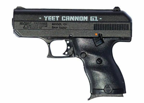 Hi-Point C9 Yeet Cannon G1 9mm 3.5 inch black polymer pistol side view
