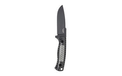 KA-BAR Les George Cool Name drop point knife, black 1095 Cro-Van blade with gray polymer handle and hard sheath