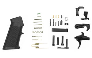 LBE Unlimited AR-15 Complete Lower Parts Kit with Trigger Guard and A2 Pistol Grip, black