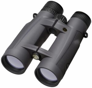 Leupold BX-5 Santiam HD 12x50mm binoculars in Shadow Gray, open-bridge roof prism design