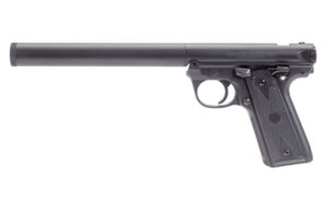 Maxim Defense RUGER MKIV-SD integrally suppressed .22 LR pistol in black with 7-inch suppressor tube
