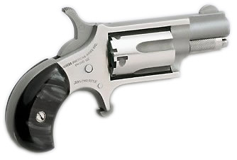 North American Arms MINI .22 LR 1 1/8" stainless revolver with black Pearlite grips