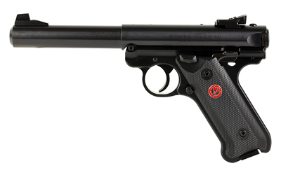 Ruger Mark IV Target .22 LR 5.5 inch blued bull barrel with checkered black synthetic grip