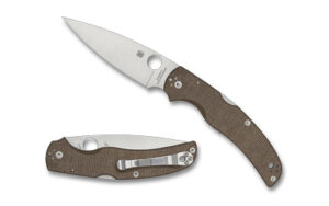 Spyderco Native Chief folding knife, satin CPM CRU-WEAR blade and brown canvas Micarta handle