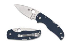 Spyderco Native 5 folding knife with blue G-10 handle and CPM SPY27 steel, 3-inch