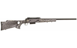 Savage 220 Thumbhole 20ga 22in gray laminate thumbhole stock bolt-action slug gun side view