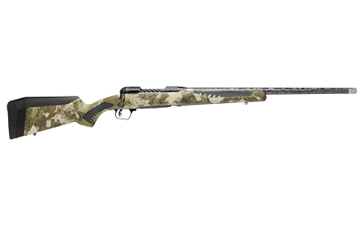 Savage 110 Ultralite 6.5 PRC rifle in Savage Woodland camo with 24-inch threaded barrel
