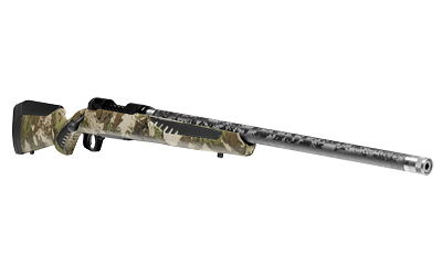 Savage 110 Ultralite 6.5 PRC rifle in Savage Woodland camo with 24-inch threaded barrel