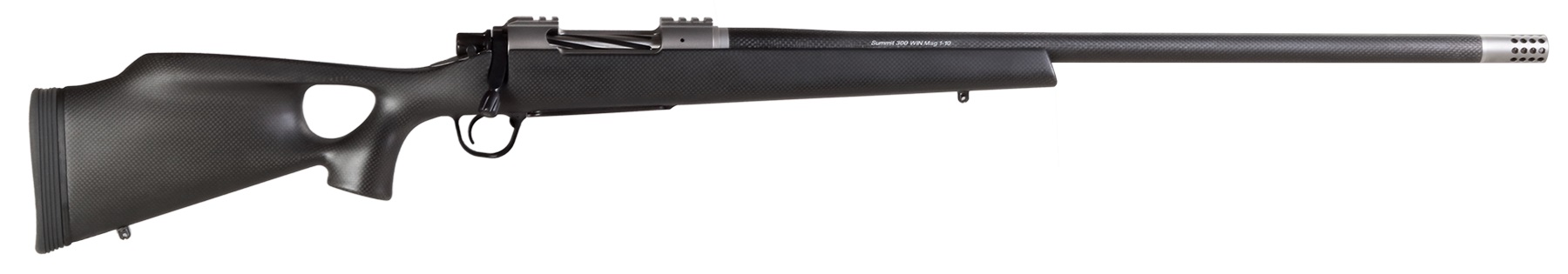 Christensen Arms Summit TI .300 PRC 26-inch thumbhole carbon fiber stock rifle side view