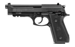 Taurus PT92 9mm 5-inch blued full-size pistol with checkered rubber grips and Picatinny rail