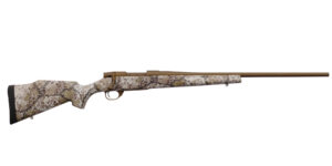 Weatherby Vanguard Badlands .22-250 Rem 24in threaded burnt bronze Cerakote with Badlands Approach camo Monte Carlo stock