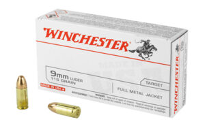 Winchester USA 9mm 115gr FMJ ammunition 50rd white box
