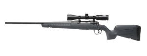 Savage Axis 2 XP Compact left-hand rifle with 20 inch barrel and factory-mounted 3-9x40 scope, gray synthetic stock