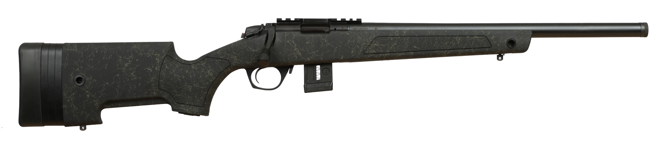 Bergara BMR-X Competition .22 LR rifle with 18 inch steel threaded barrel and synthetic stock