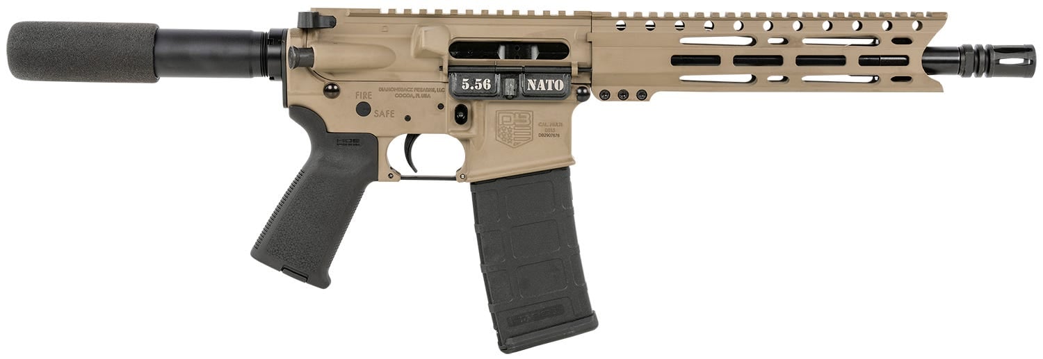Diamondback DB15 AR Pistol, 5.56 NATO, 10″ Barrel, FDE