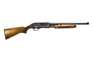 GForce Arms GF3P 12 gauge pump-action shotgun with 18.5-inch barrel, black finish and Turkish walnut stock