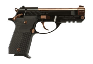Girsan MC14T Tip-up .380 ACP pistol with rose gold barrel and G10 grips, 3.88-inch barrel
