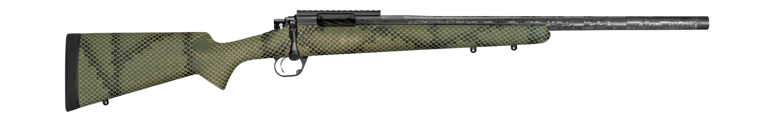 Proof Research Glacier Ti 7MM PRC 22 inch rifle with green Jungle carbon fiber stock