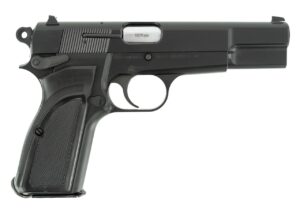 Inglis L9A1 Hi-Power 9mm pistol with 4.7 inch barrel and black grips