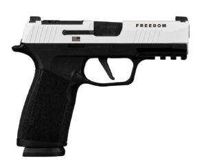 Sig Sauer P365 X-Macro Freedom 9mm pistol 3.7 inch white Cerakote slide black XMacro grip