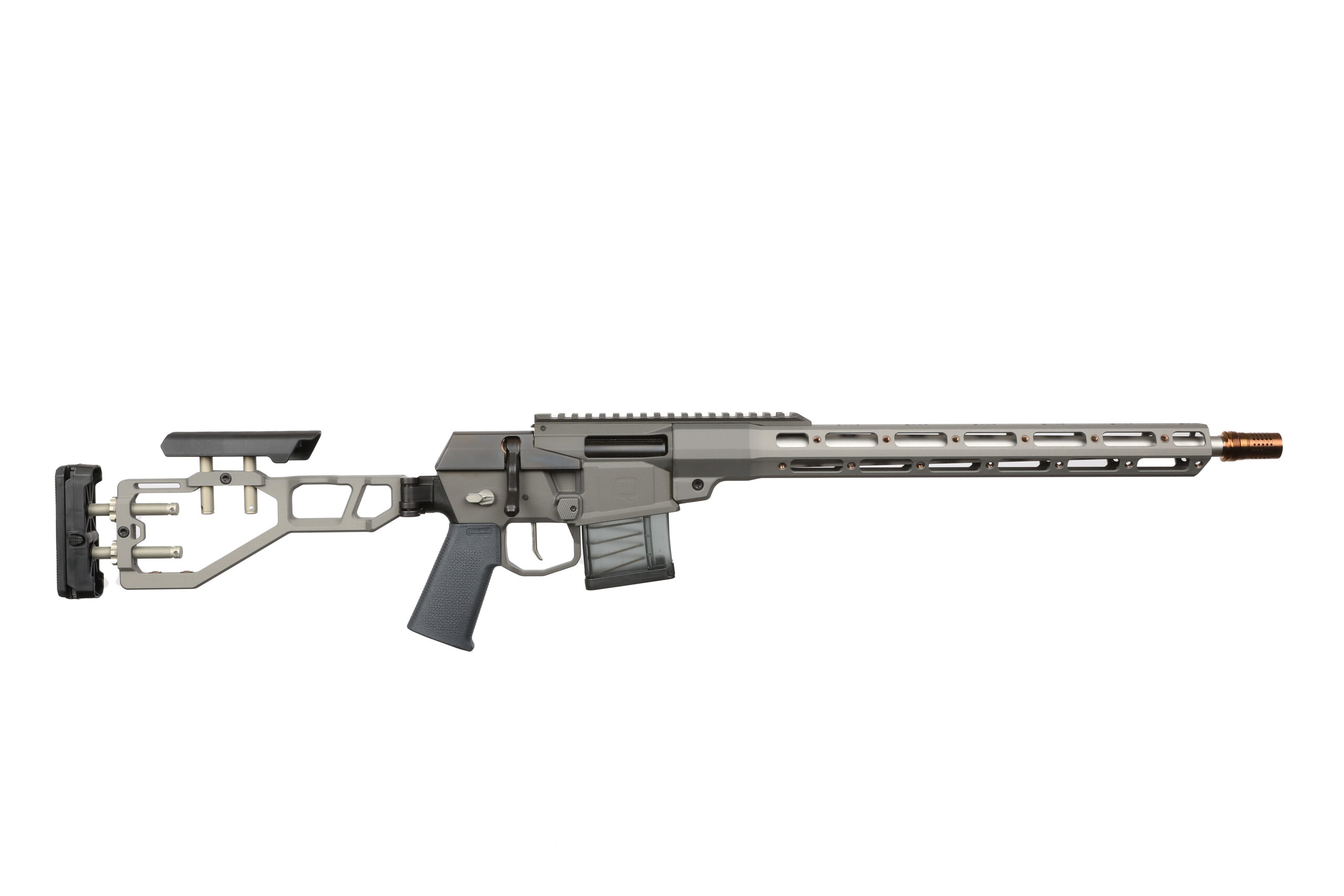 Q LLC Mini Fix 5.56 NATO bolt-action rifle with 16 inch barrel and gray accents