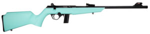 ROSSI RB22 Compact .22 LR bolt-action rifle with cyan synthetic Monte Carlo stock