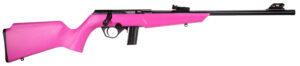 Rossi RB22 Compact .22 LR bolt-action rifle in pink Monte Carlo synthetic stock with matte-black metal finish