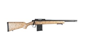 Christensen Arms Ridgeline Scout bolt-action rifle .300 AAC Blackout 16-inch carbon fiber barrel tan stock with black webbing