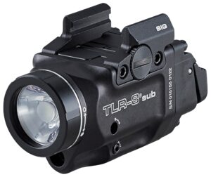 Streamlight TLR-8 Sub rail-mounted weapon light with red laser for Sig Sauer P365, black finish