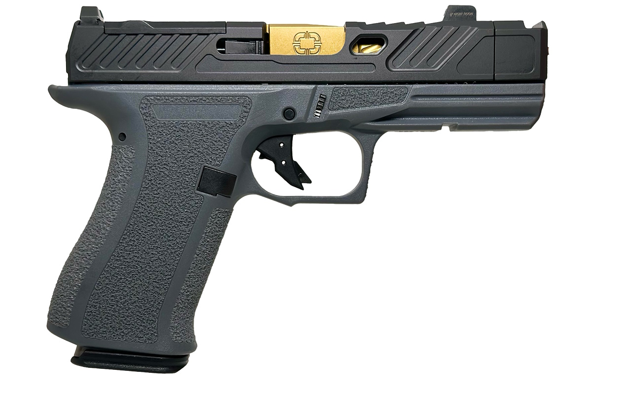 Shadow Systems CR920XP ELT 9mm pistol gray polymer frame black nitride slide with two 15-round magazines