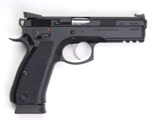 CZ Custom SP-01 Shadow Custom 9mm 4.6 inch pistol in black, right-side view