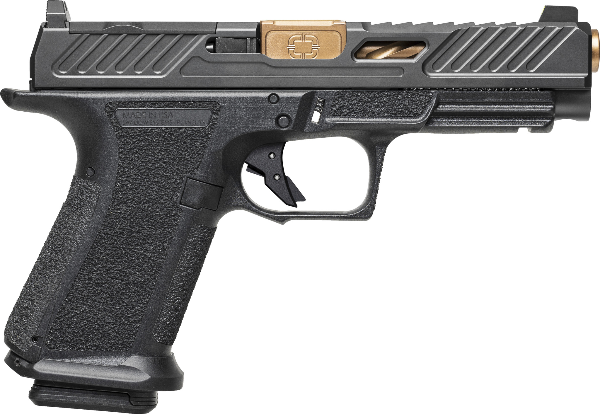 Shadow Systems MR920L Elite 9mm pistol with bronze fluted barrel and optics-ready black slide