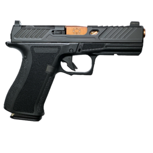 Shadow Systems CR920XL Elite 9mm pistol with 4.18in spiral-fluted bronze barrel and black polymer frame