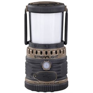 Streamlight Super Siege 1100LM rechargeable lantern in coyote tan with removable glare guard