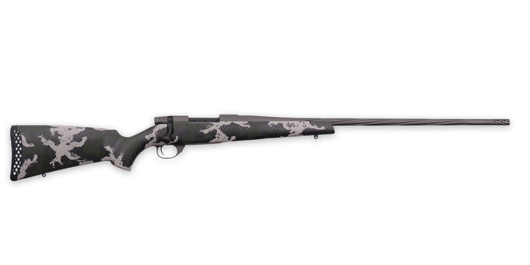 Weatherby Vanguard Talon 6.5 Creedmoor rifle with Peak 44 carbon fiber stock and Accubrake ST muzzle brake