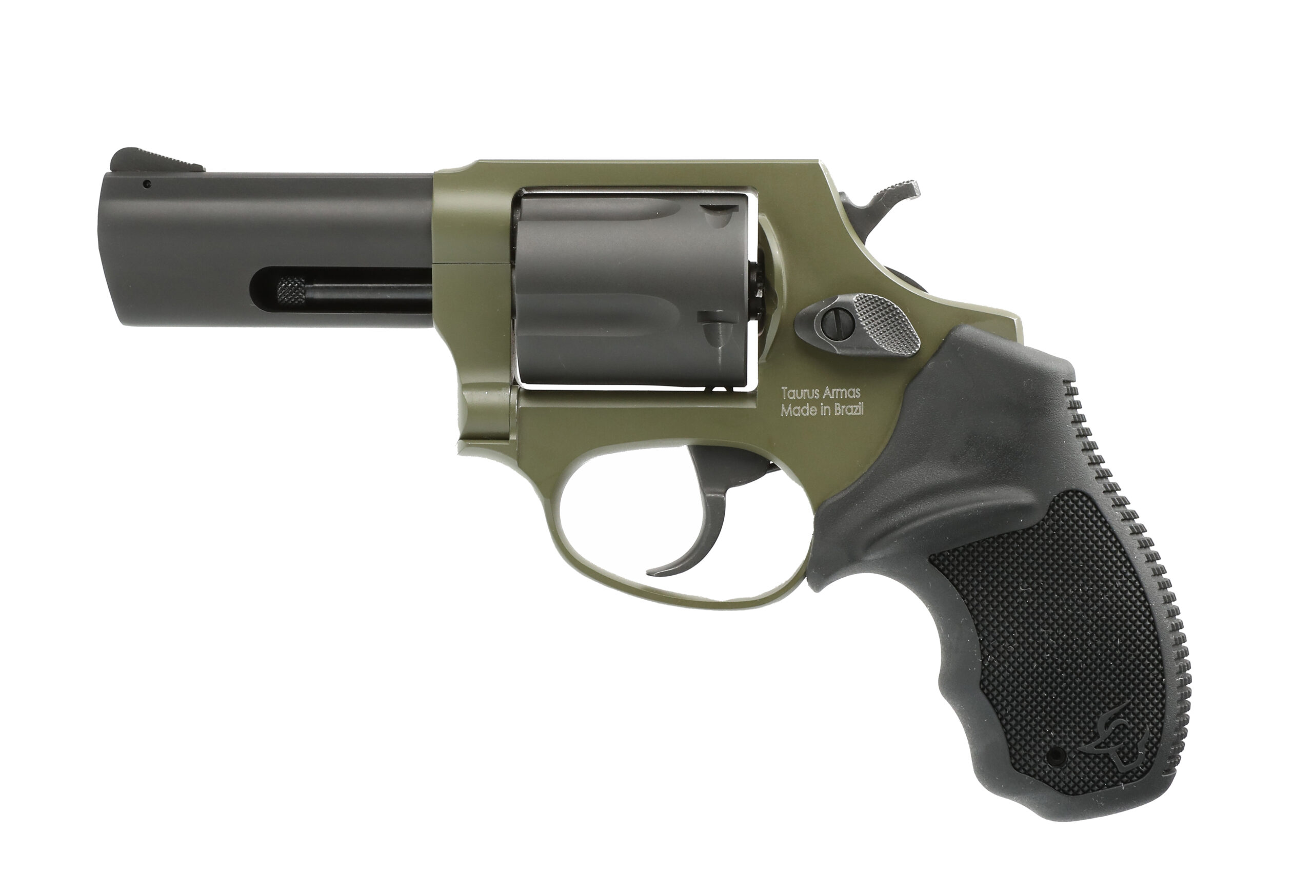 Taurus 605 3-inch 5-round revolver sniper green frame matte black barrel Hogue rubber grip