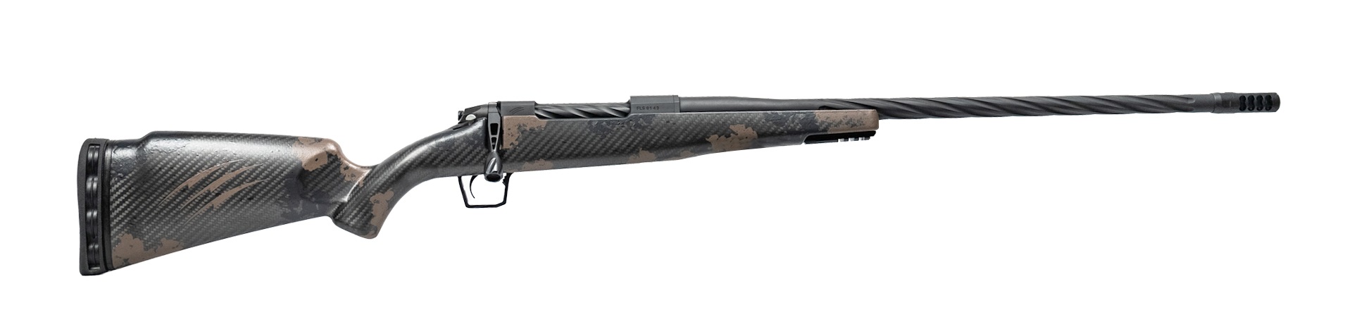 Fierce Firearms Twisted Rogue 7MM PRC 20" twisted-flute barrel, Black Cerakote, Trophy Carbon stock