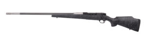 Weatherby Mark V Accumark .257 Weatherby Magnum left-hand bolt-action rifle with black fiberglass Monte Carlo stock