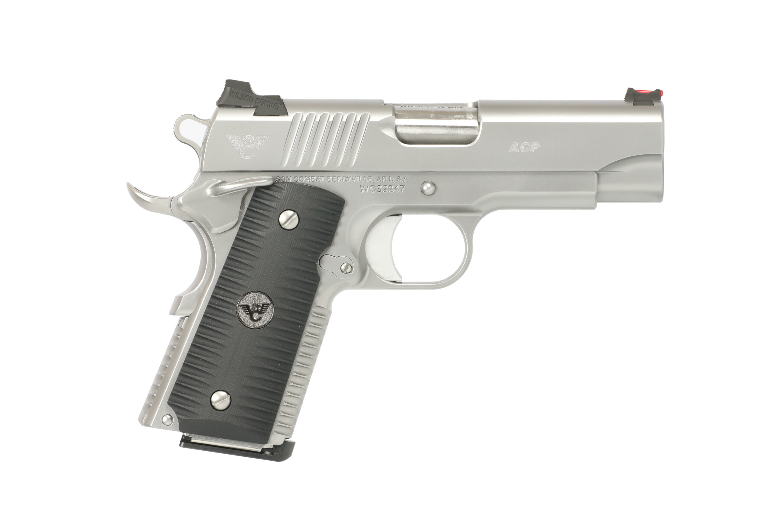 Wilson Combat ACP .45 ACP 4-inch glass bead-blasted stainless pistol with Gray G10 grips