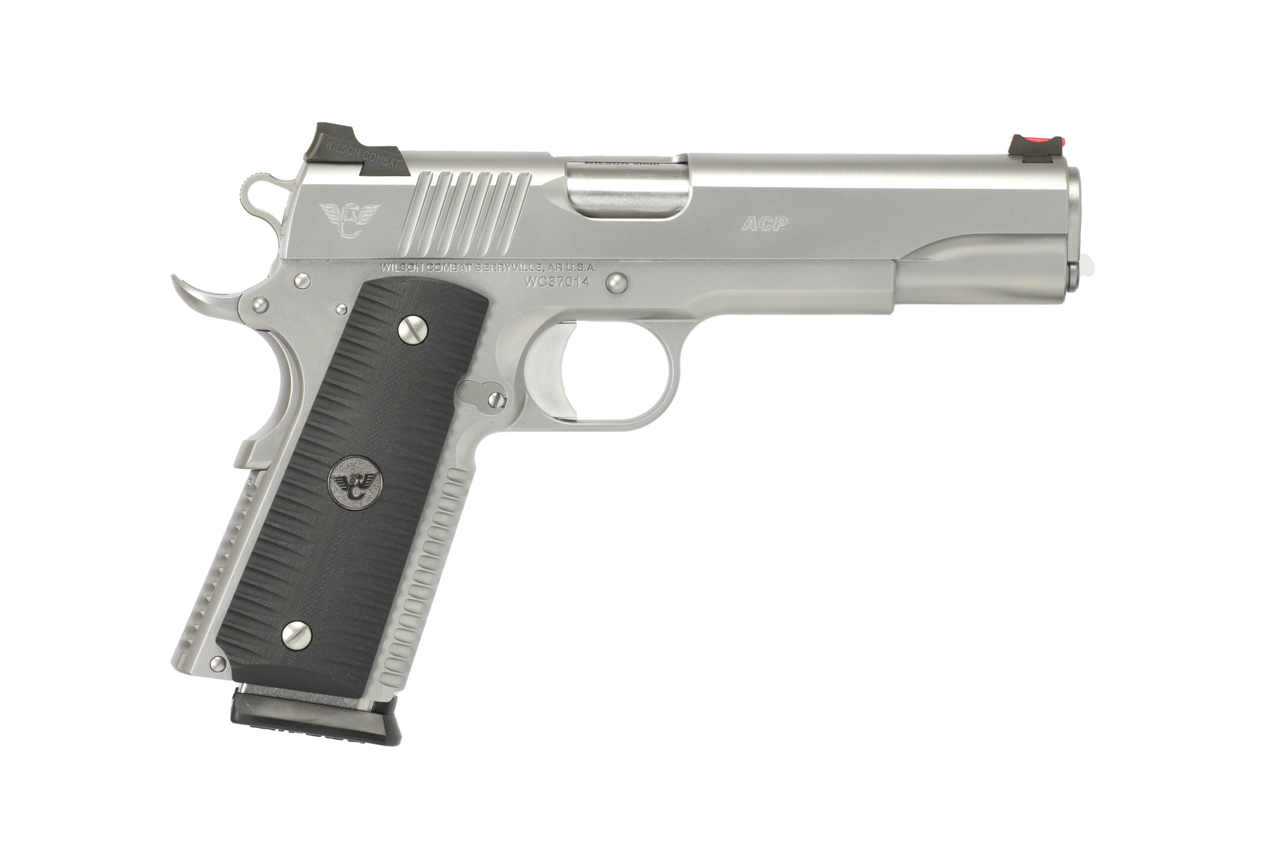Wilson Combat ACP 9mm 5 inch stainless pistol with Gray G10 Eagle Claw grips