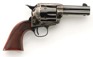 Taylors & Company Runnin Iron Deluxe .45 Long Colt revolver, 3.5-inch barrel, blued cylinder, color case hardened frame, waln